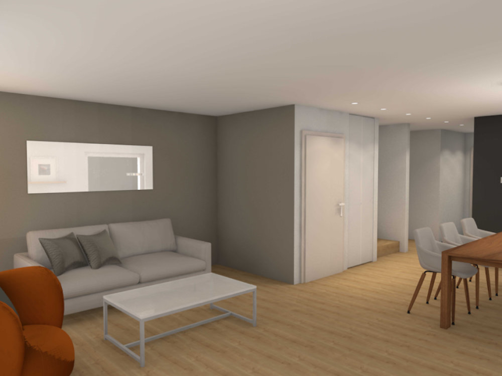 3D-Visualisierung der zweiten Variante des Wohnzimmers
